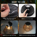 lanterne solaire bohème bambou suspension jardin led décoration patio rustique