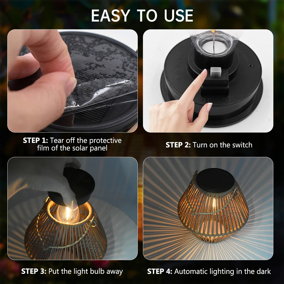 lanterne solaire bohème bambou suspension jardin led décoration patio rustique