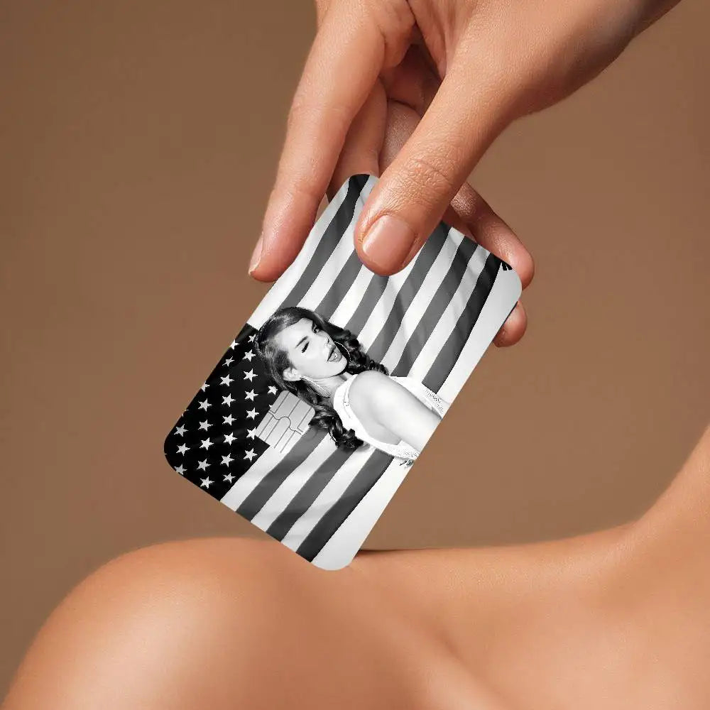 sticker carte crédit noir blanc drapeau américain personnalisable moderne réutilisable