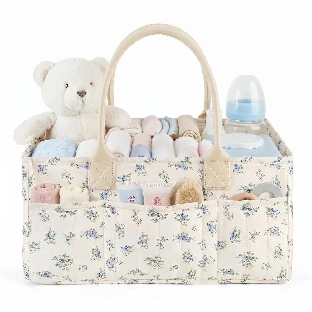 sac rangement fleuri moderne multi usages polyestère réutilisable poches beige vert clair