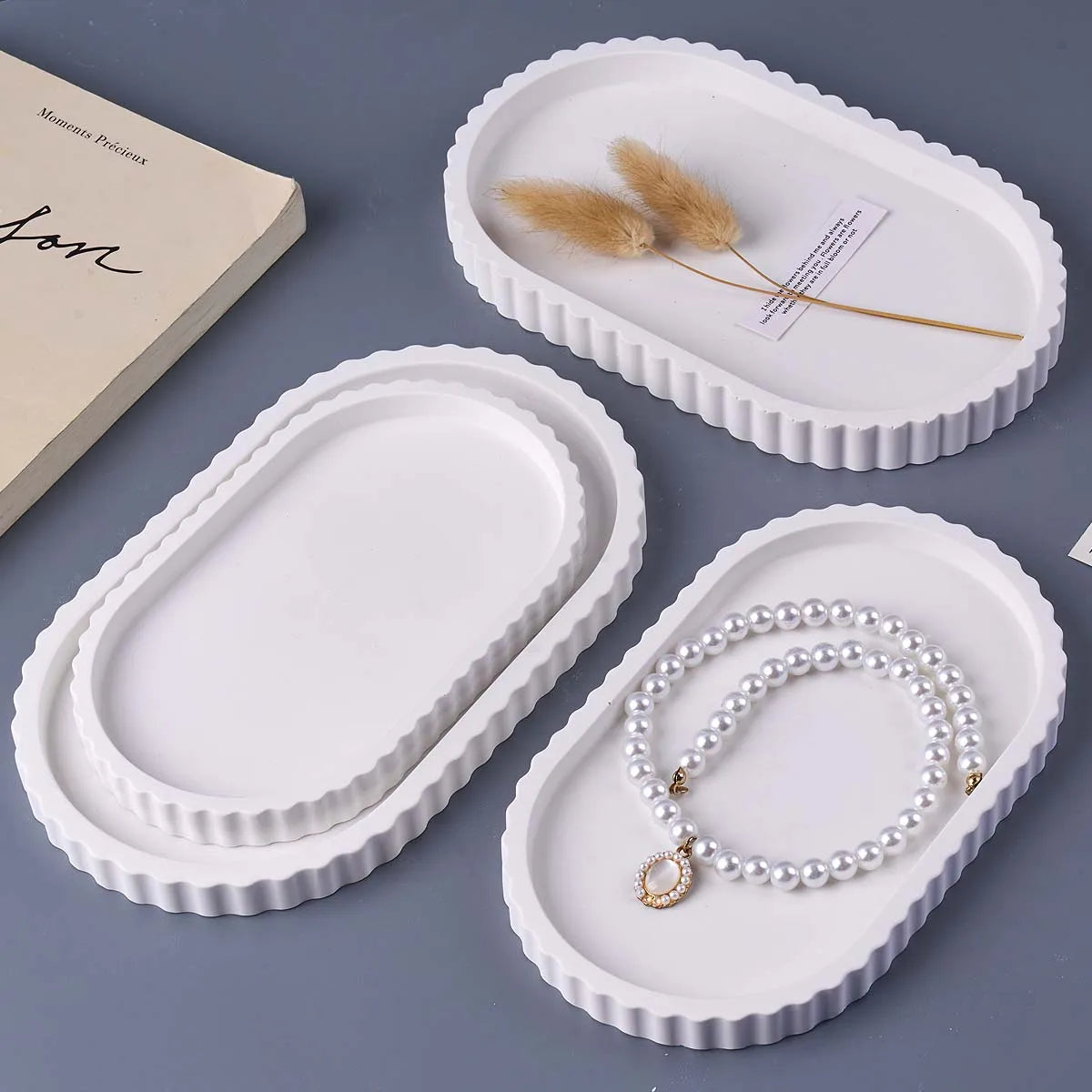 plateau silicone dentelé moule rangement bijoux décoration artisanale minimaliste figurines