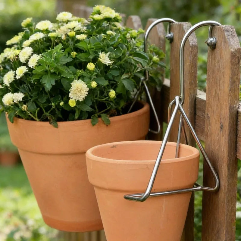 pots fleurs suspendus orange marbré crochets métalliques balcon jardin classiques 12pcs 16pcs vertical side