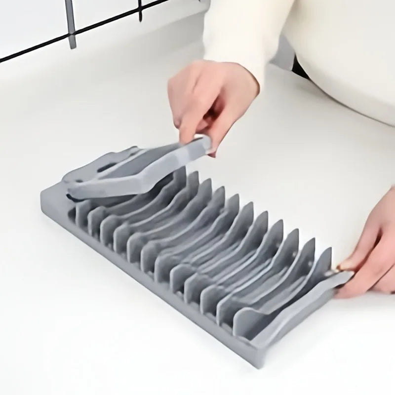 support vaisselle pliable gris blanc compartiments assiettes moderne utilisation multiple rangement cuisineolvable