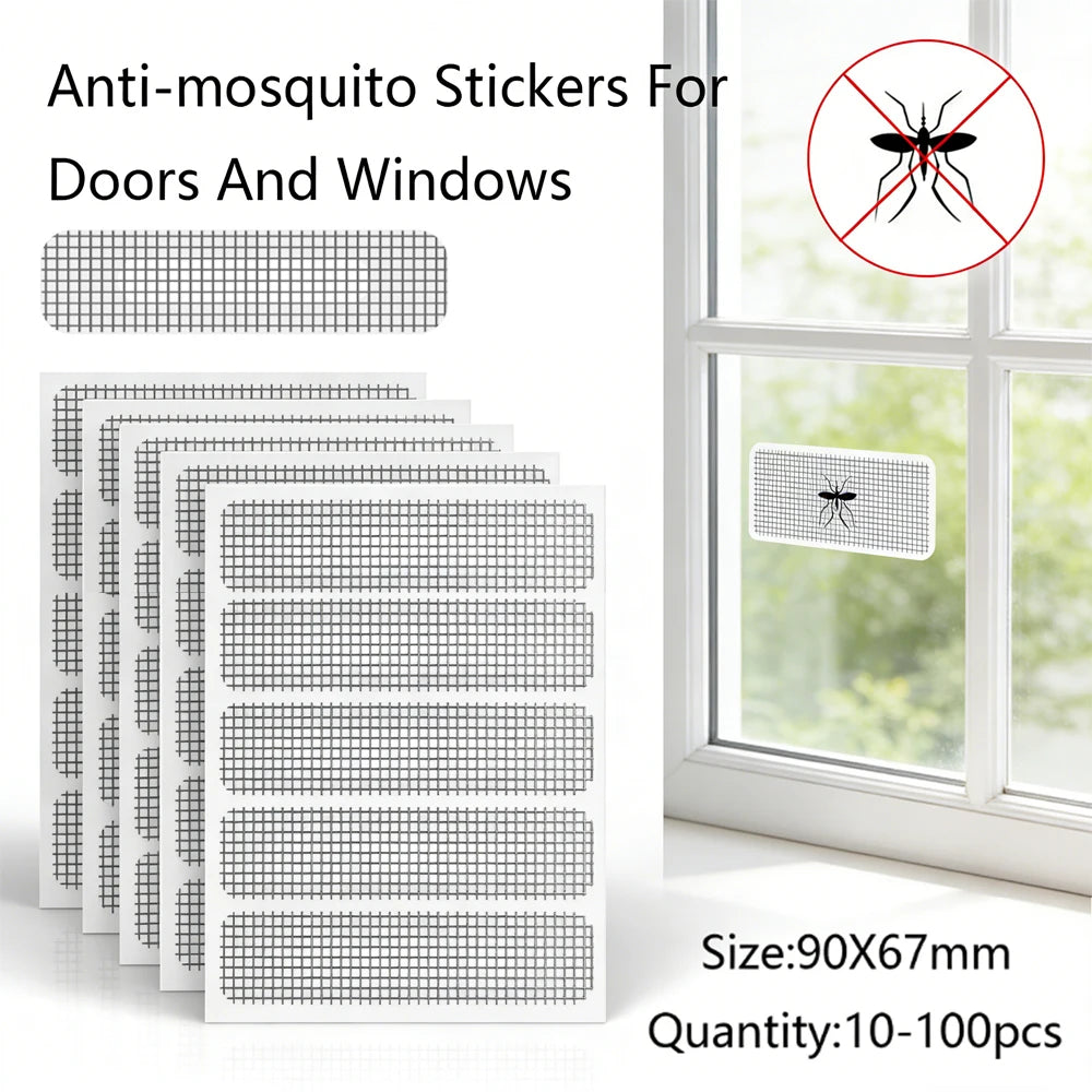 sticker adhésif anti moustiques blanc noir maille fine réparation moustiquaire fenêtre porte pratique fonctionnel