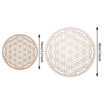 coasters bois clair gravure circulaire fleur vie om lotus minimaliste 14cm 30cm