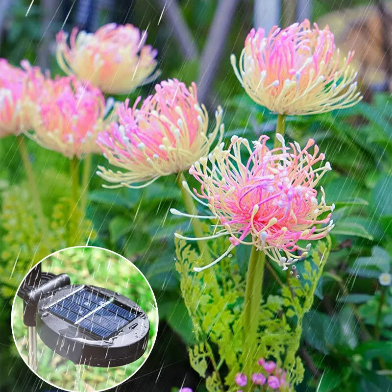 éclairage extérieur solaire fleurs artificielles lumineuses moderne vert rose blanc patio jardin