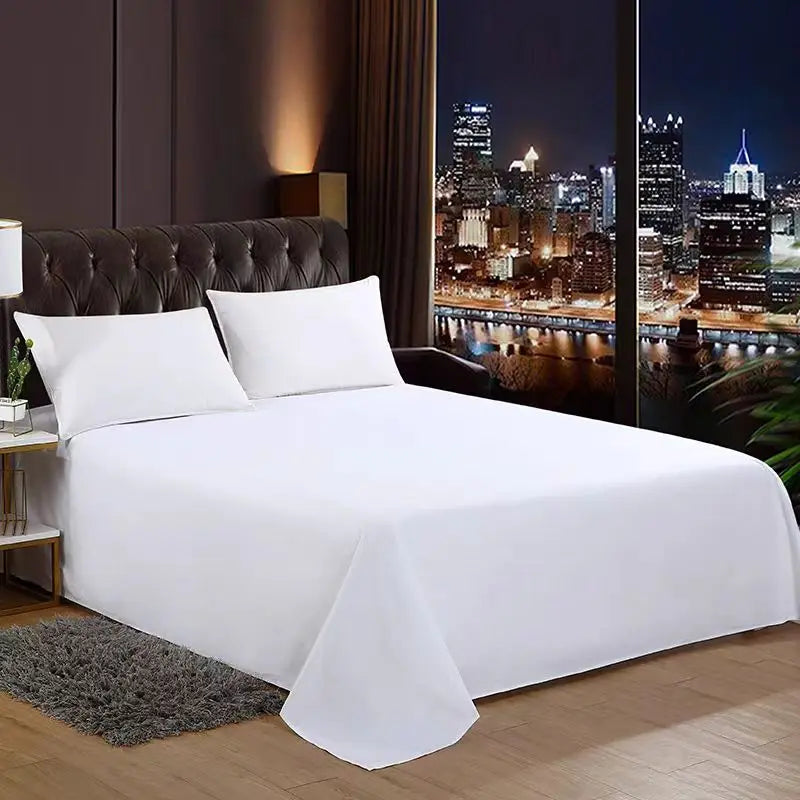 drap plat blanc lisse moderne deux taies oreillers blancs lisses lits simples doubles maison