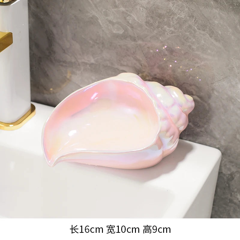 support savon coquillage iridescent or argent rose pâle moderne décoratif casa française respectueux environnement