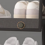organisateur chaussures noir moderne meuble salon rangement tapis tabouret plante tablette amovible