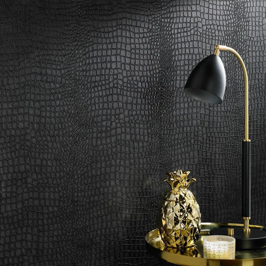 papier peint auto adhésif noir croco moderne adhésif mural grande taille cuisine garde robe