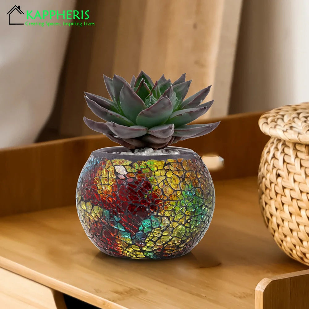 bougeoir multicolore mosaïque artisanal verre opac transparent décoration maison petite bougie chauffe plat support
