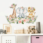 Vue d'ensemble de la chambre décorée avec autocollant mural floral