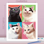 tableau peindre diy chats moderne peinture l'eau guide pinceaux toile opaques pop art decoration