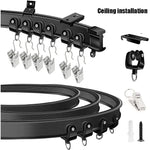 rideau fenêtre moderne noir clips acier inoxydable plaque métallique rallonges suspension vis boulons pvc