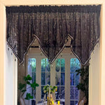 rideau noir broderie florale transparent classique pendantes salle manger entrée