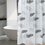 rideau douche moderne feuilles palmier blanc gris noir translucide 240cm anneaux