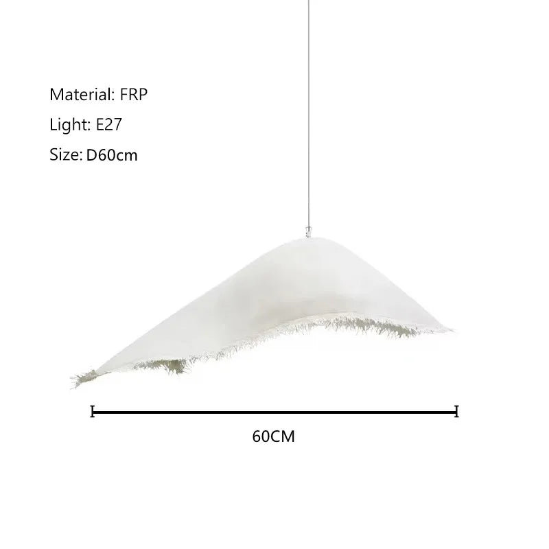 lampe suspendue moderne blanc beige tissu frisé opacité câble led chambre salon