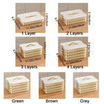boîte rangement transparente réutilisable qualité alimentaire plastique moderne pratique poignées couvercle blanc beige