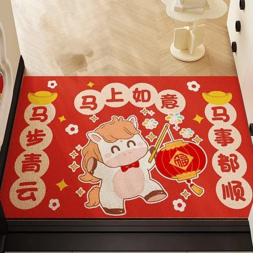 tapis dessin animé personnages chinois rouge bleu blanc résistant antibactéries imperméable