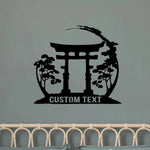 Détail du design Torii en métal pour décoration intérieure