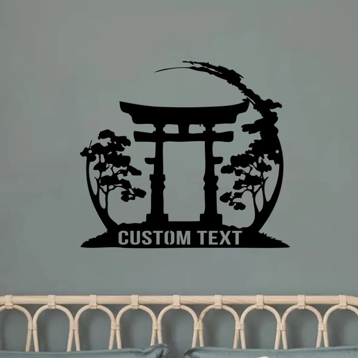 Détail du design Torii en métal pour décoration intérieure