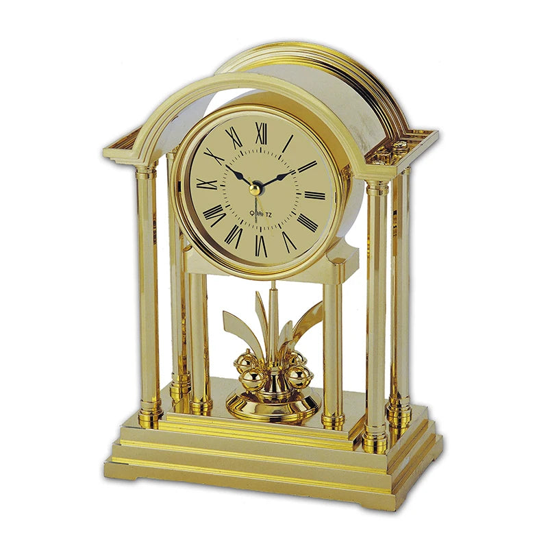 horloge table or motif floral classique quartz aiguille vintage décoration chambre