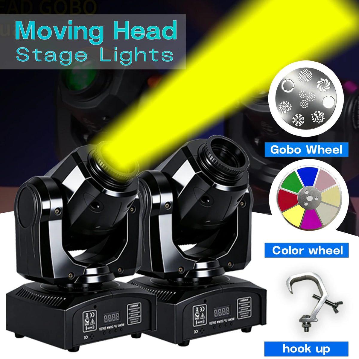 projecteur led moving head rgbw modes couleurs discothèque scène événement métal noir