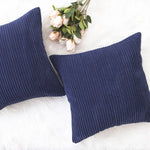 housse coussin velours côtelé orange rayé décorative canapé salon moderne zip invisible textile doux