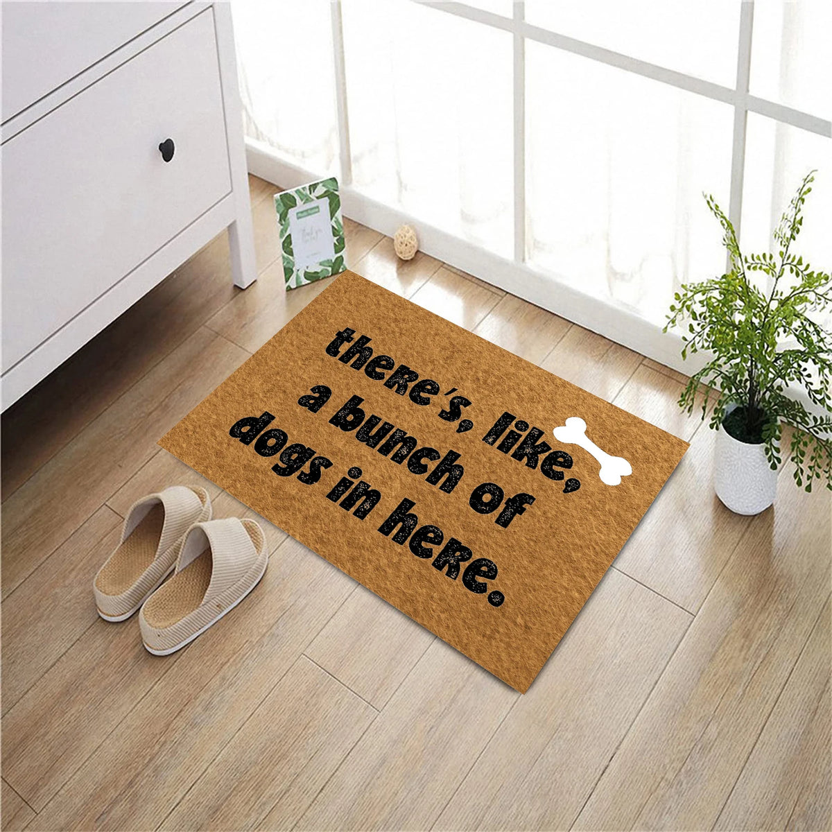 tapis d'entrée marron clair antidérapant imprimé chiens moderne résistant corrosion