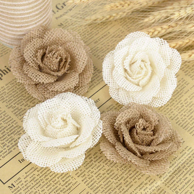 Fleurs de jute artisanales pour décoration mariage rustique