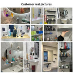 étagères murales modernes gris métallique lisses résistantes adhésives acier inoxydable respectueuses l’environnement multifonctionnels cosmétiques