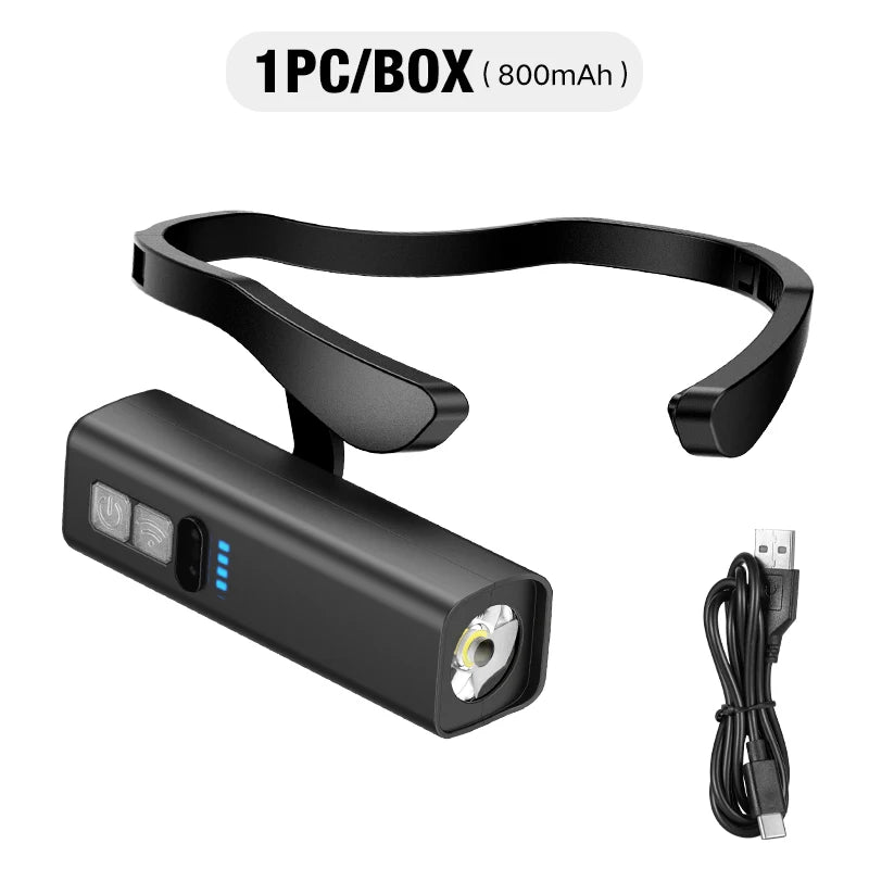 lampe frontale portable clip on noir moderne compact indicateur charge