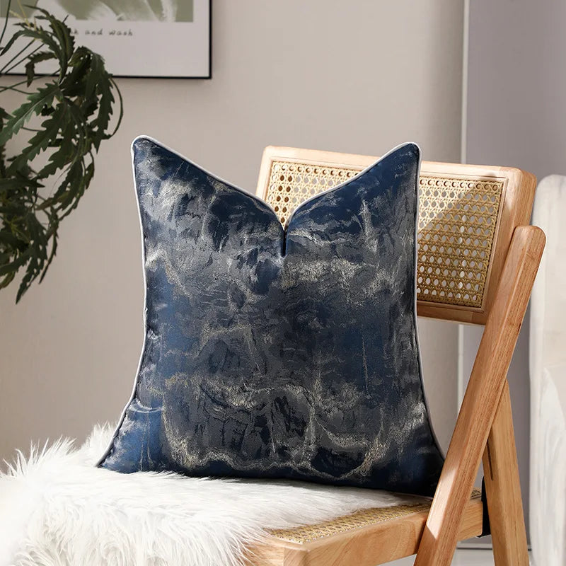 housse coussin carré beige points dorés jacquard passepoil contemporain non toxique environnement polyester