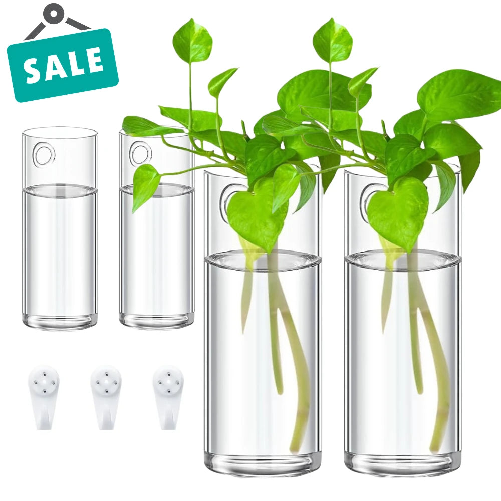 vases murals verre modernes transparents clips adhésifs décoration intérieure plantes suspendues salon jardins
