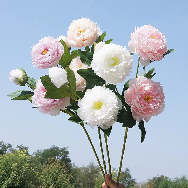 bouquet artificiel pivoine blanc rose clair fleurs naturel decoration intérieure mariage anniversaire