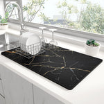 tapis cuisine marbre veines dorées moderne blanc noir vert respectueux environnement 20x30cm 30x40cm 40x60cm