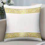 coussin carré blanc motif géométrique doré classique 100% polyester élégant salon chambre terrasse decoration