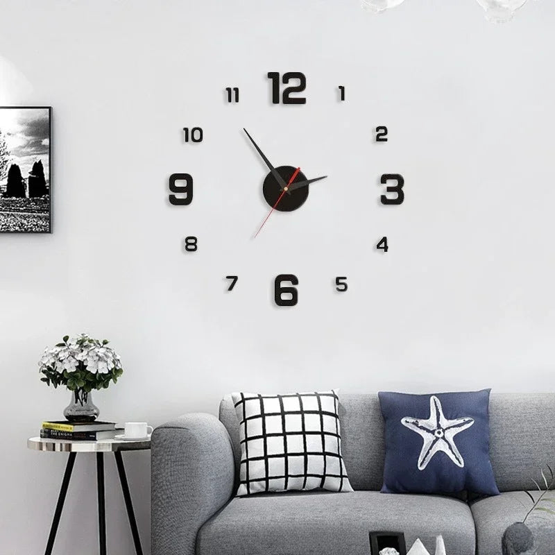 horloge murale moderne numérique aiguille acrylique noir rouge blanche minimaliste 40cm 40cm decoration salon