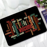 tapis antidérapant polygoneux motifs textes multilingue couleurs vives porte sol moderne