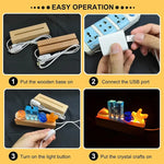 veilleuse led bois clair base acrylique transparente interrupteur usb décoration moderne minimaliste