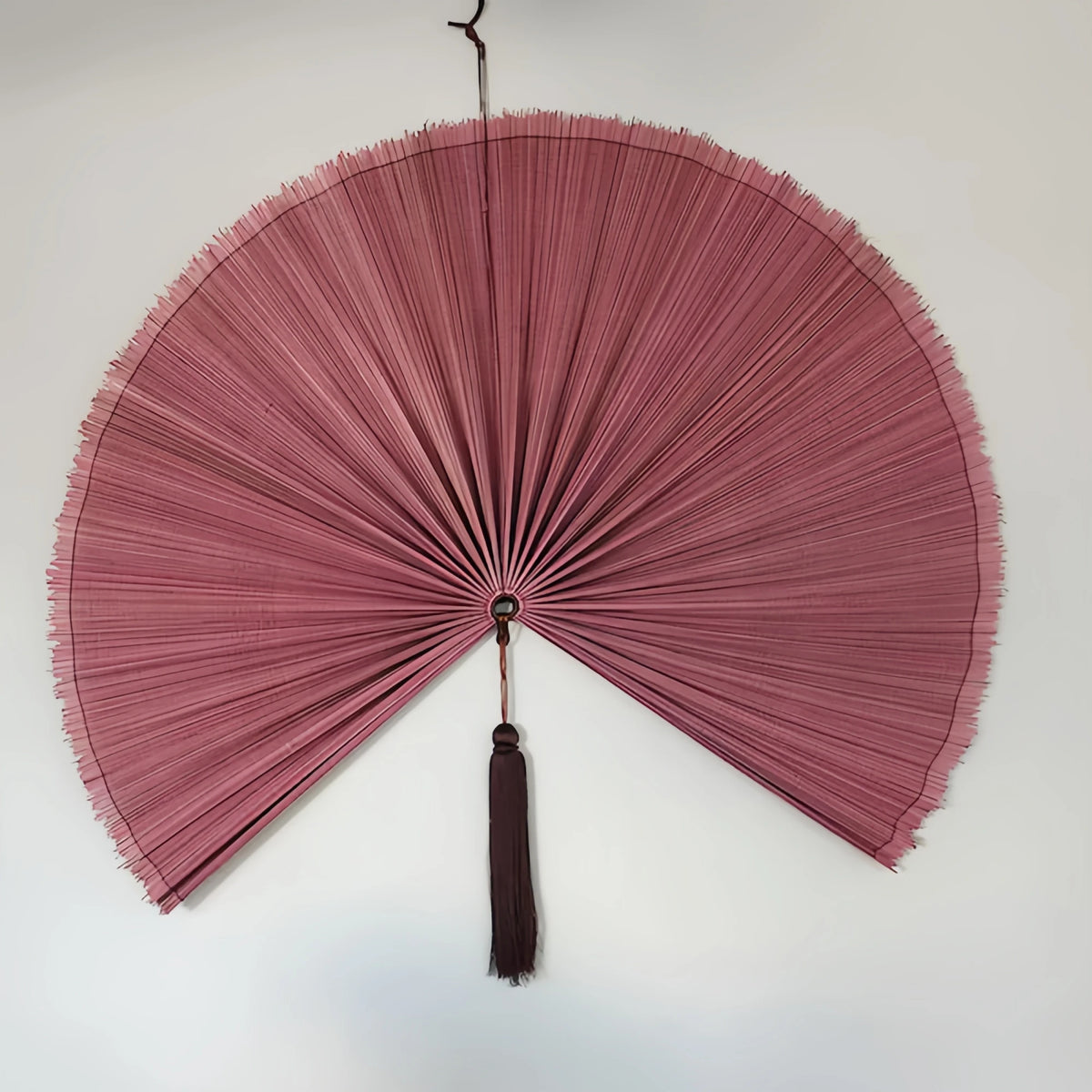 éventail mural rose rayures horizontales tassel noir crochet classique chambre salon decoration faite main