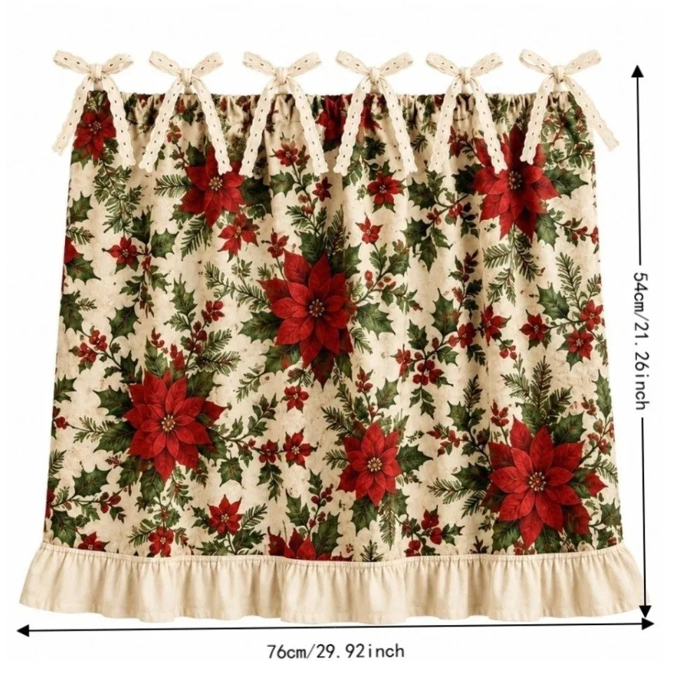 tablier cuisine noël motifs sapins étoiles boules poinsettia vintage opacité rubans fixations festive rustic
