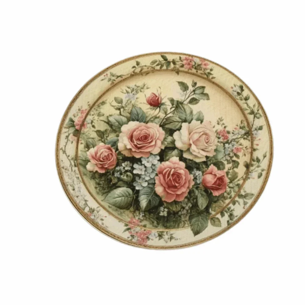 placemat classique floral oiseaux vert beige rose blanc 35cm 35cm