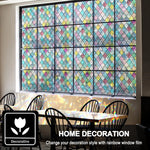 film fenêtre multicolore carreaux géométriques opacité décoratif protection uv isolation thermique autoadhésif