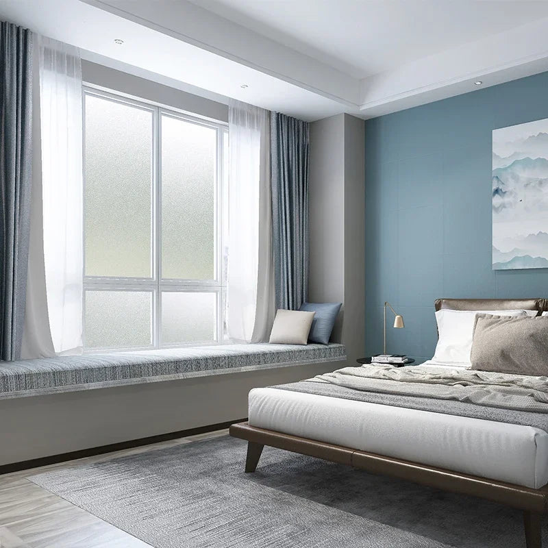 rideau moderne blanc opaque texture granuleuse autocollant décoration isolation thermique