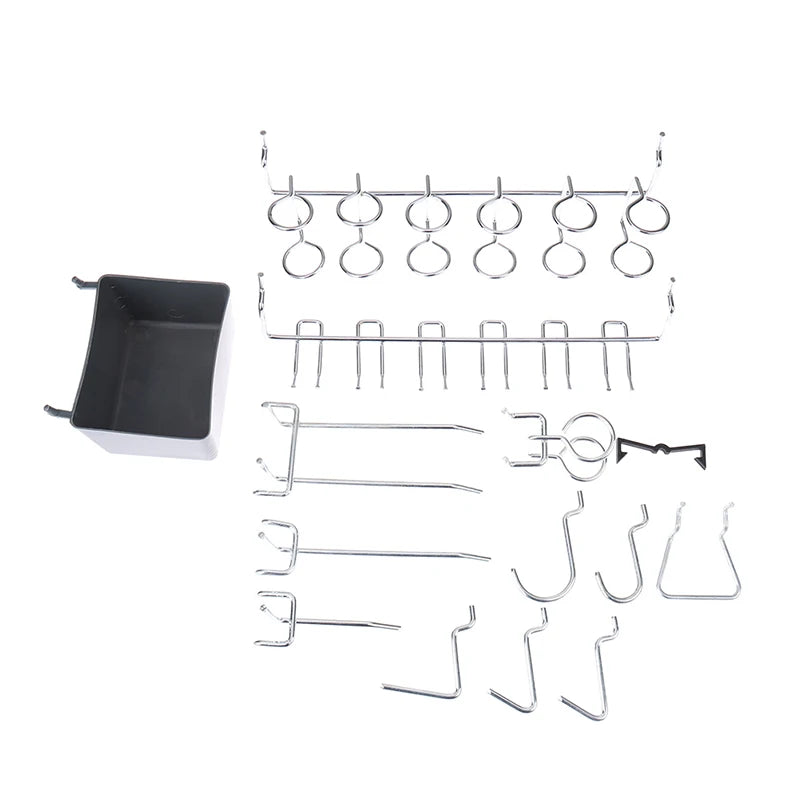 kit rangement mural perforé noir blanc moderne bacs crochets suspendus pince