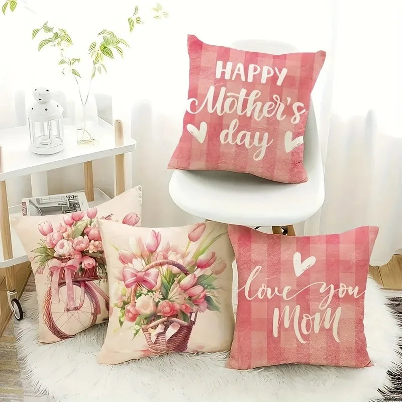 housse coussin imprimé fleurs mère jolie rose clair beige blanc décoratif romantique maison salon