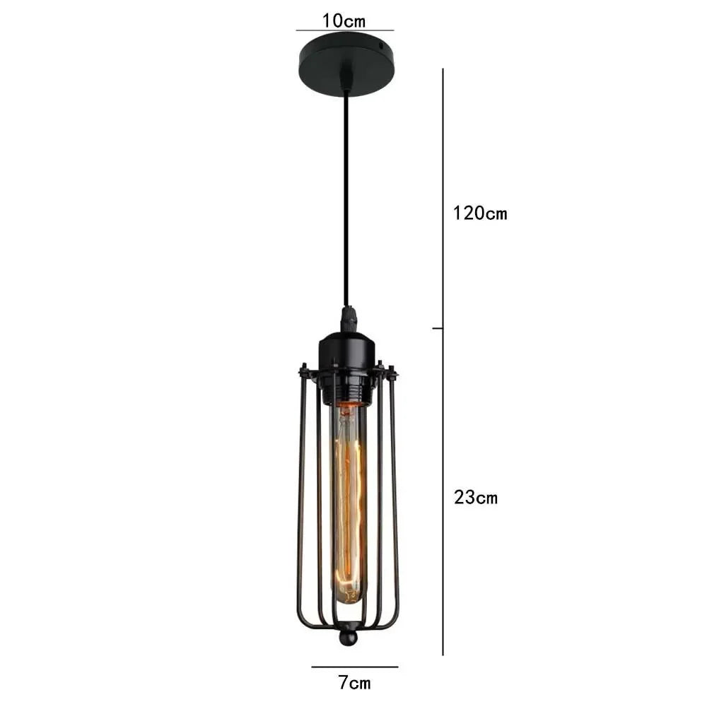 lampe suspendue industrielle vintage noir doré cage métallique ampoule filament transparent opaque