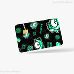 étui carte bancaire kiss land personnages vert noir adhésif moderne graphique sécurité illustration