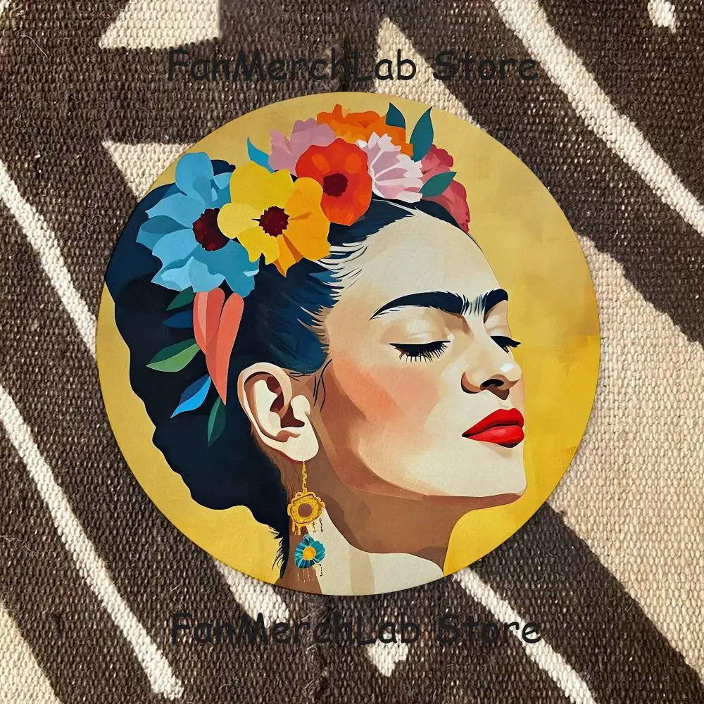 coasters bois illustrés frida kahlo multicolores fleurs artistiques écofriendly table cuisine